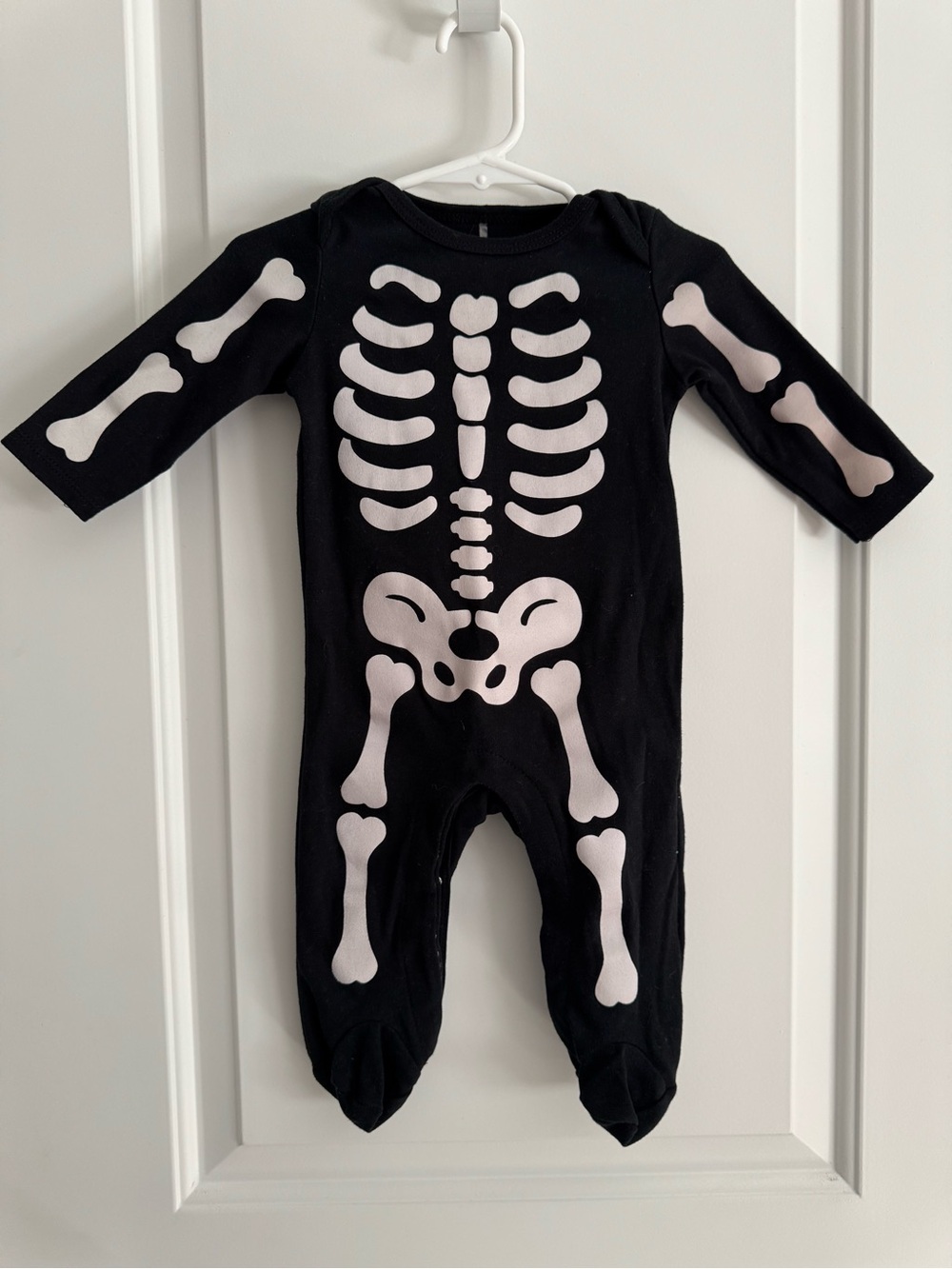 Black Skeleton Print Baby One-Piece Romper / Footie